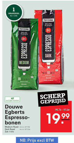  douwe egberts koffiebonen 1 100 zak professional since espresso medium smooth mild beans arabica dark harmonious eerlijke bonen roast kilo scherp geprijsd 