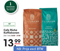  cafe riche koffiebonen 1 2 zakken lungo eerlijke zak kilo italian selection regular 