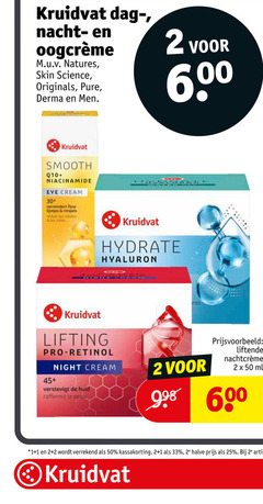 1 2 25 33 50 600 kruidvat dag nacht natures skin science originals derma men smooth q10 eye cream 30 fijne lintjes rimpels les ridules rides lifting pro retinol 45 night huid la peau liftende ml 2e halve 