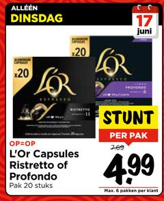  douwe egberts l or koffiecups 6 17 20 aluminium capsules juni ristretto profondo pak stuks pakken 
