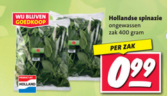  spinazie 400 holland hollandse ongewassen zak 