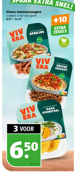  3 650 vivera vleesvervangers 150-400 plantaardige spekjes 10 zegels vega plantaardig kruim ge vegetarische kaas schnitzel kilo v.a. 