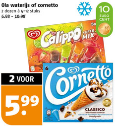  2 10 ola waterijs cornetto dozen stuks calippo 5x super mix cent ge classico with bus ice cream fresh milk and crunchy water 