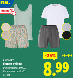  lidl.nl esmara linnen pyjama damesmaten xl herenmaten 