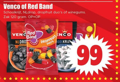  99 120 venco red band schoolkrijt dropfruit winegums zak zacht redband pet natuurlijke kleur zoet 