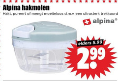  alpina hakmolen hakt pureert mengt trekkoord elders 5.99 