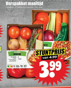  2 25 150 300 verspakket maaltijd lasagne pasta bolognese stuk italiaanse rundergehakt ml halfvolle melk geraspte kaas 30 tip mozzarella min groente pers 3.99 
