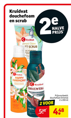 1 2 200 kruidvat douchefoam scrub halve limited edition scrubcreme fine happy harmony douche mousse orange blossom romig oriental men ceder musk cedre ml 