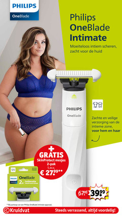  2 4 178 philips oneblade intimate intiem scheren zacht huid each blade up to skinprotect mesjes pak t.w.v. 27 99 2x zachte verzorging intieme zone haar apparaat kruidvat verrassend 
