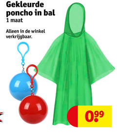  1 gekleurde poncho bal maat 