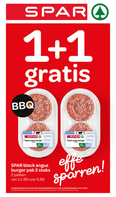  hamburgers 1 2 19 bbq black angus burger stuks pak pakken 5.99 effe sparren juni woensdag combineren 