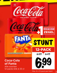  coca-cola fanta cola frisdrank 6 12 26 33 coca original taste leifheit zero sugar zegel orange soorten blik pack 