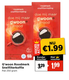  gwoon koffie 250 roodmerk rood snelfilterkoffie pak voucher 