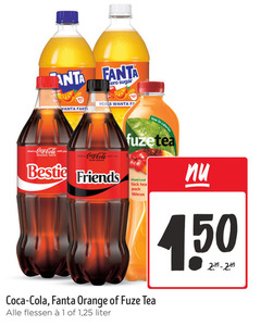  fanta coca-cola fuze tea ice cola frisdrank 1 450 zero sugar ge new meals fa share coca original taste with your friends calories fuzetea infused iced black peach hibiscus orange flessen 25 liter 