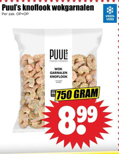 750 knoflook wokgarnalen zak fresh frozen wok garnalen diepvries vries vers 