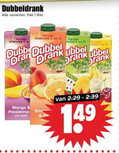  dubbeldrank fruitdrank 1 pak liter rijk vitamine melamine dubbel drank mango appel 