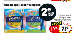  2 18 31 tampax applicator tampons pearl compar halve compak regular stuks 