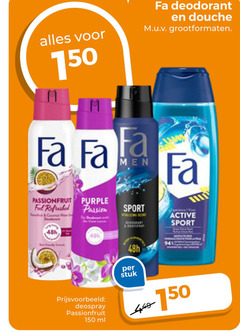  150 fa deodorant douche grootformaten passionfruit purple men refreshed passion sport active stuk deospray ml 