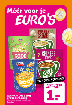  10 100 champignon creme carbonara good unox kip chinese tomaat min noodles cup soup snacking pak stuks stuk and sour 
