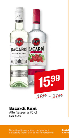  rum white bacardi carta blanca rain superior and raspberry flavour spirit establecido santiago cuba for mixing flessen fles varieeren kassa 