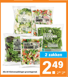  2 bloemkool broccoli chinees sperziebonen slamelange jonge rucola roerbak italiaans kleinverpakkingen groentegemak zakken 