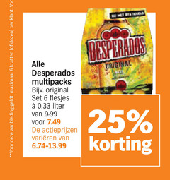  desperados speciaalbieren 6 25 aanbieding maximaal kratten dozen multipacks original liter varieeren 