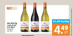  rode wijn rose witte nix18 wild pig rood wit liter frankrijk fles 5.99 dezelfde combinatie aanbieding 