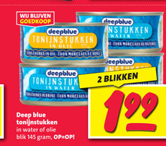  2 99 deepblue tonijnstukken olie water thon tonijnstuk chunks brine blikken 1 deep blue blik 