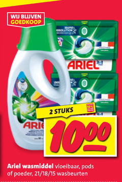  2 10 1000 wand ton ariel stuks wasmiddel vloeibaar poeder 18 15 wasbeurten 