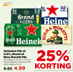  birra moretti brand heineken 0.0 blikjes bier 6 18 25 33 99 100 6x 30ml jaar legitimatie alcohol nix18 330ml orig honneur pilsener pack teelt grand reine pils 