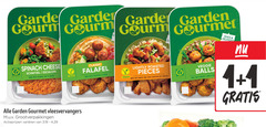  1 100 garde garder garden gourmet vegetarian spinach cheese schnitzel escalope with rice classic falafel spices lightly roasted pieces wheat and european soy protein veggie balls carrots corn quick vleesvervangers varieeren 