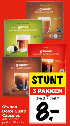  gwoon dolce gusto capsules 3 8 16 mcafee lait verkeerd cappuccino romige schuimlaag 02 lungo dark krachtpatser koffie soorten pakken stuks 