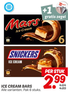  6 mars ice cream 1 dog zegel snickers bars pak stuks stuk 
