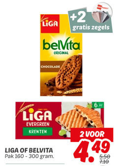  2 6 160 300 liga markt zegels belvita original chocolade evergreen krenten pak 