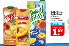  maaza dubbeldrank dubbelfrisss fruitdrank 1 69 dubbel mango frisss appel perzik pakken liter pak 16 sinaasappel good juice drink verfrissend boordevol 