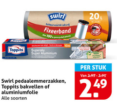  15 20 100 toppits swirl scheurvast lekvrij fixeerband gerecycled plastic super aluminium facile garen vache pour cuisson dik stuks recyclebaar recyclable pedaalemmerzakken bakvellen aluminiumfolie soorten stuk 