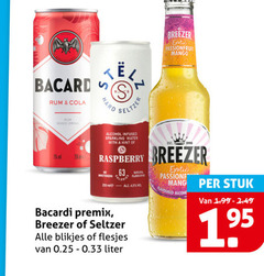  hard seltzer 5 250 rum cola mixed drink alcohol infused sparkling water with hint raspberry natural sweeteners bacardi premix breezer blikjes 0.25 liter exotic passionfruit mango passione flavoured stuk 