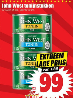  18 99 john west tonijnstukken water olie blik since tonijn nature rijk eiwit extreem lage to 