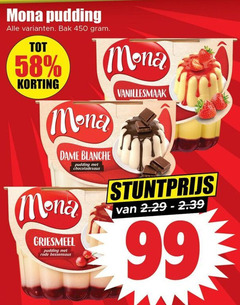  99 450 mona pudding bak dame blanche chocoladesaus vanillesmaak griesmeel rode bessensaus 