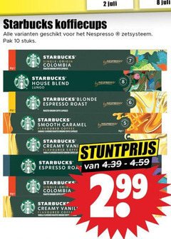  starbucks koffiecups 2 6 7 8 10 nespresso zetsysteem pak stuks single origin colombia by roasted ground coffee capsules house blend lungo blonde espresso roast smooth caramel flavoured creamy vanilla caps orig 