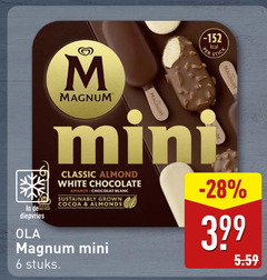  6 diepvries ola magnum stick mint classic almond white chocolate chocolat blanc grown cocoa almonds mini stuks 