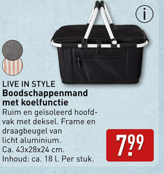  18 live style boodschappenmand koelfunctie hoofd deksel frame draagbeugel licht aluminium ca. cm inhoud l stuk 