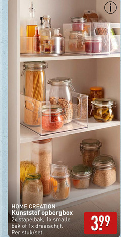  home creation kunststof opbergbox 2x stapelbak 1x smalle bak draaischijf stuk 