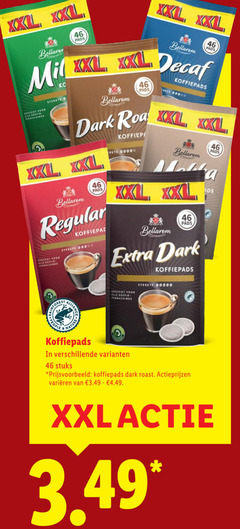  bellarom koffiepads 46 xxl pads decaf machines sterkte dark regular koffie koffiepad nature stuks roast varieeren 
