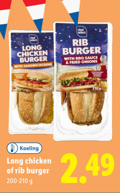  200 210 chef select chicken burger with sandwichcreme rib bbq sauce fried onions koeling 