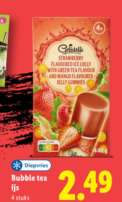 ijslollies 4 gelatelli strawberry flavoured ice lolly with green tea flavour and mango jelly gummies diepvries bubble ijs stuks co 
