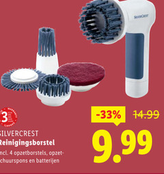  3 4 silvercrest reinigingsborstel opzetborstels opzet schuurspons batterijen 