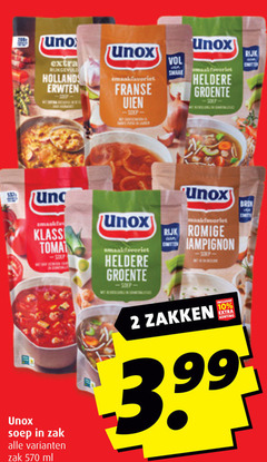  unox soep 2 10 uno holland erwten franse uien heldere groente tomaten rijk romige zak ml zakken 3.99 