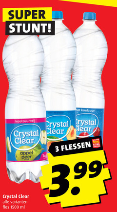  crystal clear fruitdrank 3 10 1500 super koolzuur koolzuurvrij appel peer fles ml flessen 3.99 