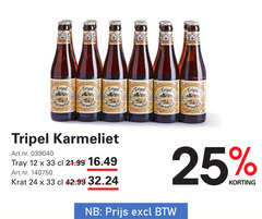  karmeliet speciaalbieren 12 24 25 33 tripel tray krat 